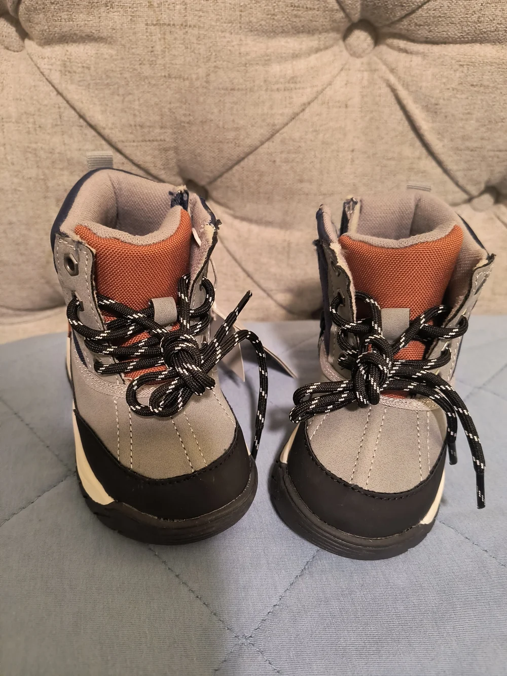 ZARA Kids Gray & Rust Lace-Up Ankle Boots